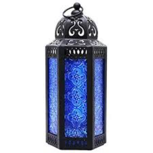 Home Decorative <b>Black</b> Iron Moroccan Style Hanging Candle <b>Lantern</b> With Cutouts And Glass Panel For Indoor Outdoor Home Decor Gift - Product Image 6