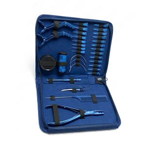 Professional Hair Extension Tools Kit with Crochet <b>Needles</b> Clips Pliers for Installation and Removal Blue <b>Case</b> Metal Components - Product Image 3