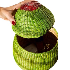Avocado Water Hyacinth Toy Basket with Lid Woven Kids Storage <b>Box</b> Decorative Fruit Shape <b>Hamper</b> - Product Image 3