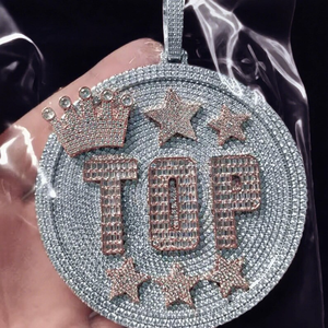 Pendentif en cristal plaqué argent Tacker 925, diamant moissanite taille ronde, thème lettre, bijoux de luxe unisexe - Product Image 5