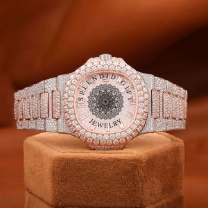 Reloj de Diamantes Splendid Gift Jewelry para Hombre, Analógico de Cuarzo, Moissanita, Plata, Movimiento ETA, Resistencia al Agua de 10 m, Caja de 38 mm, Zafiro - Product Image 6