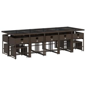 Conjunto de Muebles de Jardín Plegables de 14 Plazas en Poliratán Marrón para Patio - Product Image 4