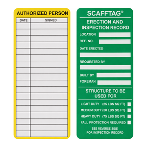Inserts flexibles Brady SCAFFTAG pour les enregistrements d'érection et d'inspection d'échafaudages - Product Image 1