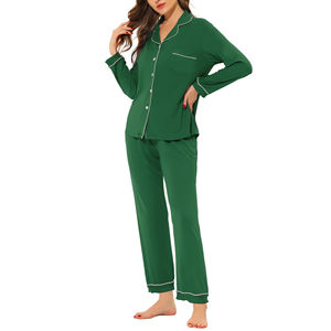 Traje de Dormir de Invierno de Corte Regular con Diseño Simple, Tela Transpirable, Cintura Elástica, Opción de Pantalones Cortos para un Sueño Cómodo - Product Image 1