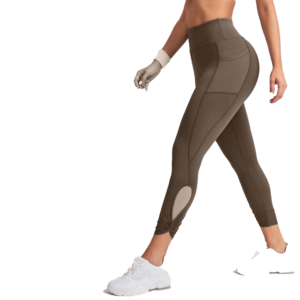 High Waist Solid Color Leggings With Pockets Stretch Breathable Full Length Sporty Knitted Women's Leggings - Product Image 3