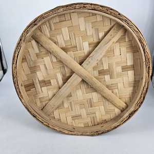 Cesta de Bambú Tejida a Mano con Tapa y Asa, Diseño Geométrico Negro, Cesta de Almacenamiento Ecológica - Product Image 4