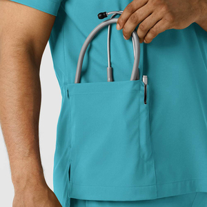 Tenue d'hôpital élégante et tendance, ensemble de blouses d'infirmière personnalisées, pantalon de jogging extensible en spandex, haut à col en V, uniforme médical en polyester - Product Image 4