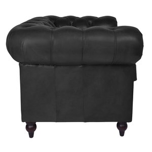 เก้าอี้หนังเชสเตอร์ฟิลด์แบบเดี่ยวระดับไฮเอนด์ พร้อมที่วางแขนแบบโค้งมน และงานปักกระดุมแบบแฮนด์เมด ฐานไม้เนื้อแข็ง สำหรับใช้ในบ้าน - Product Image 2