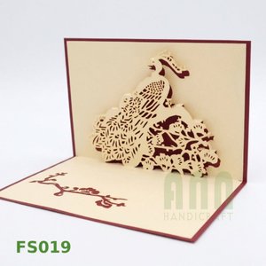 การ์ดอวยพรรูปนกยูง 3 มิติ งานแฮนด์เมดจาก ANN HANDICRAFT  งานศิลปะกระดาษตัดแบบ Die Cut รุ่น FS019 สำหรับกลับไปโรงเรียน  ผิวด้าน 4 สี - Product Image 4