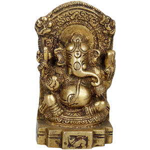 Statue Bhagawan Ganesha de 4 pouces faite à la main en laiton Sculpture de petite taille pour les cadeaux Fabriqué en Inde - Product Image 1