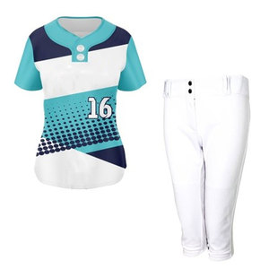 Ensemble uniforme de softball pour femmes : Maillot de baseball rouge avec manches marine et pantalon noir, en polyester respirant, thermocollé sans couture, service OEM - Product Image 5