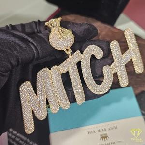 Pendentif personnalisé « ROBBO » en moissanite et diamant, chaîne cubaine « Iced Out », collier hip-hop bling-bling, bijoux - Product Image 4