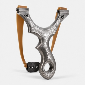 Damascus Steel Slingshot Hand Forged Decorative Display Item Traditional Style Pattern Steel Collector Home Showcase - Product Image 1