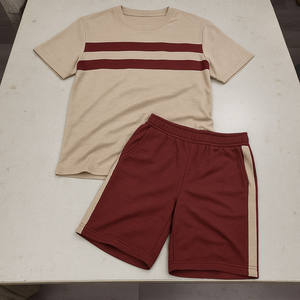 Conjunto de Camiseta y Pantalones Cortos Deportivos Transpirables para Hombre, con Logotipo Personalizado, Estilo Casual de Verano, Dos Piezas, 100% Algodón - Product Image 2