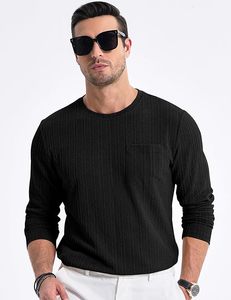 เสื้อยืดแขนยาวผู้ชาย คอกลม สวมใส่สบาย ผ้าถักยืดหยุ่น มีกระเป๋า - Product Image 4