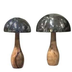 Marble and Wood Material Round Shape Black Finished Sets Of 2 Decorative Sculpture Luxury Table Top Home Accent - Product Image 1