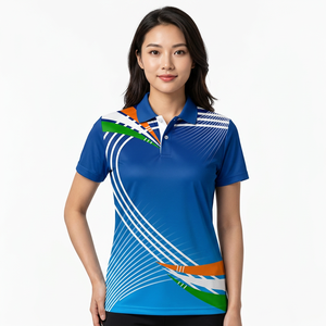 Men's Blue Short Sleeve Polo Shirt With Geometric <b>Pattern</b> Sublimation Print Quick Dry <b>Knitted</b> Polyester Sporty Design - Product Image 3