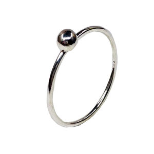 Bague en argent sterling 925 plaqué or avec boule en argent - Product Image 1