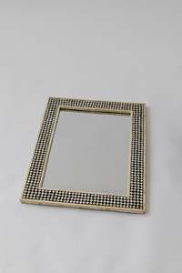 Handmade Eco-Friendly <b>Lightweight</b> Bohemian Bone Inlay Customized Shape Wall <b>Mirror</b> Black White Geometric Pattern Framed <b>Mirror</b> - Product Image 5