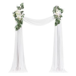 Kit di Fiori Artificiali Bianchi per Arco Nuziale da 2,4 m (Confezione da 3) - 2 Composizioni Floreali + 1 Drappeggio Trasparente per Decorazioni per Feste - Product Image 3