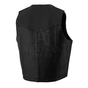 Custom Design Leather Men <b>Vest</b> Solid Color Leather Streetwear Sleeveless Leather Men <b>Vest</b> - Product Image 2