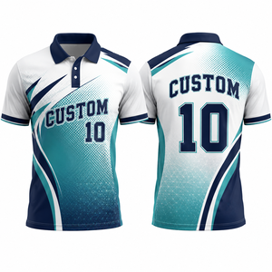 Custom Geometric Pattern Men's <b>Polo</b> <b>Shirt</b> Short Sleeve White <b>Blue</b> Digital Printed Sporty Quick Dry Team Uniform Apparel - Product Image 1