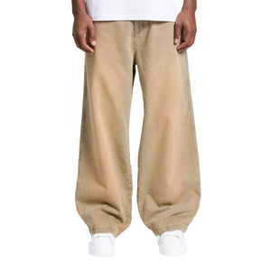 Custom Pleated Baggy Selvedge Raw Japanese Denim <b>Pants</b> Manufacturer 17oz Hombre with Button Designer Stacked Jeans Men - Product Image 1