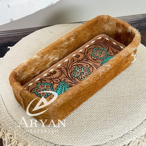 New Trending Designer Cow Leather Storage Tray with <b>Large</b> Capacity for Bathroom Tableware Jewelry Key-Handmade Decorative Holder - Product Image 1