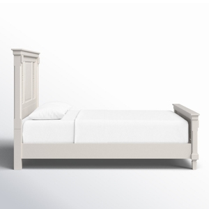 White Solid Mahogany Platform Bedroom Bed Frame Luxury Modern Panel Design Queen King Size Indonesian Furniture Supplier - Product Image 3