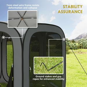 Tenda a Schermo Pop-Up Portatile 3,35 x 3,35 m Grigio Scuro UPF50+ Impermeabile con Borsa per il Trasporto in Poliestere Nylon - Product Image 5