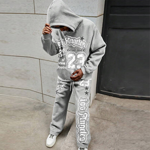 Conjunto Deportivo Personalizado para Hombre, Sudadera con Capucha Gris de Manga Larga y Pantalones Casuales para Adultos, Unisex, Ropa de Otoño - Product Image 3