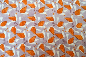 Wholesale Combed Eco-Friendly Hand Block Printed <b>Bird</b> Cotton Fabric 80 GSM 44 Inch Wide Lilac Orange Cambric Dresses <b>Shirts</b> - Product Image 2
