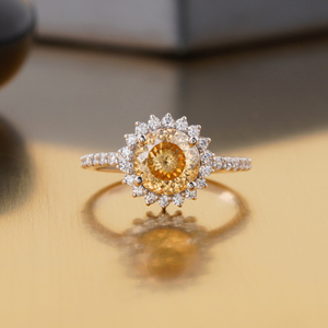 2.00 CT Fancy Yellow Portuguese Cut Lab Grown Diamond <b>Ring</b> 14K <b>Gold</b> <b>Cocktail</b> Statement - Product Image 5