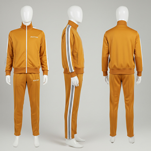 Winter Cotton Fleece Tracksuits Custom Wholesale Plus Size Sweat Suit with Side Stripe <b>High</b> Street Mens Jogging Wear - Product Image 1