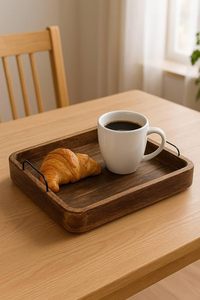 Bandeja Rectangular Moderna de MDF para Servir Té, Café y Bebidas |   Bandeja de Madera Maciza para Mesa de Comedor, para Cocina y Hogar |   Plegable y Sostenible - Product Image 3