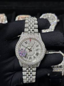 นาฬิกาข้อมือผู้ชายสุดหรูระดับไฮเอนด์ ประดับเพชร VVS มอยส์ซาไนต์ กระจกแซฟไฟร์ กันน้ำ ตัวเรือนสแตนเลสสตีล - Product Image 6