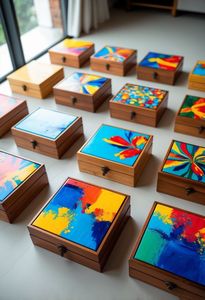 Caja de Almacenamiento de Madera Pintada a Mano con Diseño Artístico Tradicional, Caja Organizadora de Joyas Hecha a Mano Decorativa para Decoración del Hogar, Paquete de Regalo - Product Image 1