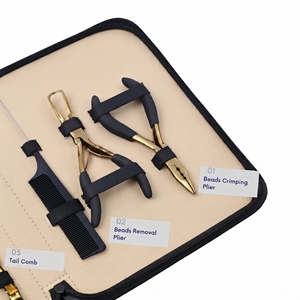 Juego de Herramientas Avanzadas de Acero Inoxidable para Extensiones de Cabello Micro Link: Alicates de Crimpado y Extracción, Agujas, Clips de Estilizado, Peine Separador Mini - Product Image 5