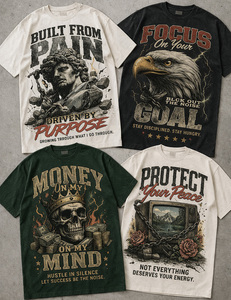 เสื้อยืดผู้ชายผ้าฟลานเนลพิมพ์ลายกราฟิกทรงโอเวอร์ไซส์  คุณภาพสูงสั่งทำพิเศษ สไตล์วินเทจ ซักนุ่ม 100% ผ้าฝ้าย เป็นมิตรต่อสิ่งแวดล้อม น้ำหนัก 300 กรัม - Product Image 4