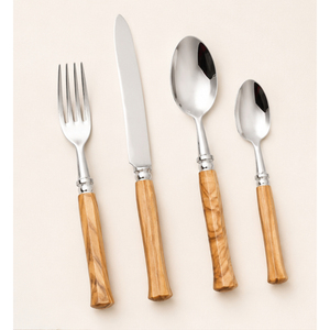 Juego de cubiertos artesanales con mango de madera, de acero inoxidable, vajilla premium para cenas elegantes y bodas, juego de cucharas y tenedores - Product Image 5