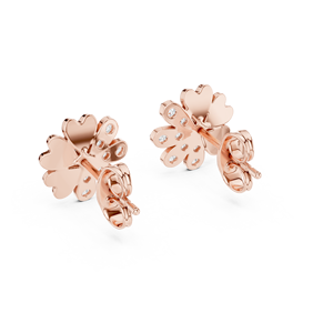 Juego de pendientes con diamantes cultivados en laboratorio con forma de pétalo de corazón, engastados en oro rosa macizo de 18 quilates, para compromiso, bodas, fiestas, regalos y uso diario. - Product Image 3
