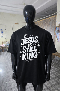 T-shirt noir surdimensionné pour homme, coupe décontractée, style streetwear chrétien éco-responsable, en mélange polyester/coton - Product Image 5