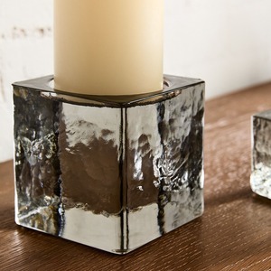 Modern Artistic Cast Glass Pillar Holders for Stylish <b>Candle</b> Display and Home Aesthetic Enhancement - Product Image 3