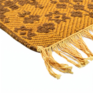 Alfombra DECORDEC Personalizada de Lana Marrón Mostaza con Diseño Geométrico, Tejido Plano, Antideslizante, Ecológica, con Flecos para Hotel/Villa - Product Image 6