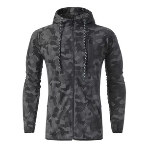 <b>Mens</b> Gray Camouflage Hooded Tracksuit Set Full Zip Sweatshirt Jogger <b>Pants</b> Casual Sportswear Breathable Polyester Two Piece Suit - Product Image 5