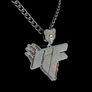 Magnifique pendentif en argent sterling 925 avec diamant de moissanite personnalisé Style HipHop glacé pendentif esthétique personnalisé - Product Image 2