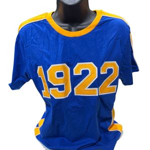 เสื้อยืด Sigma Gamma Rho 1922 สีน้ำเงินรอยัล พรีเมียม แต่งลายตัวอักษรกรีกสีทอง ดีไซน์ทันสมัย สวมใส่สบาย ผ้าฝ้ายนุ่ม ใส่ได้ทุกวัน - Product Image 1