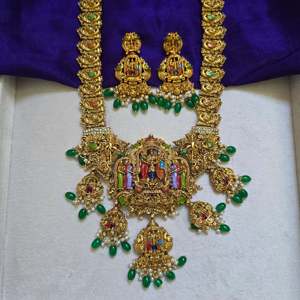 Fine Beaded <b>Necklace</b> Ram Kalyan Green Beads <b>Long</b> Neckset - Product Image 5
