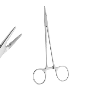 Porte-aiguille manuel en acier Crile à mâchoires droites, inserts TC, poignée annulaire, à cliquet, en acier inoxydable, 6'' (15 cm), certifié CE - Product Image 1