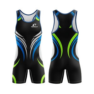 Maillots de lutte Ostriya Intl en Spandex/Polyester pour hommes adultes, anti-rétrécissement, avec découpe automatisée et impression par transfert thermique - Product Image 1